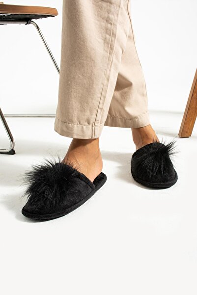 Glenz Women's Pompom House Slippers Furry Silent Sole Slippers TS1147