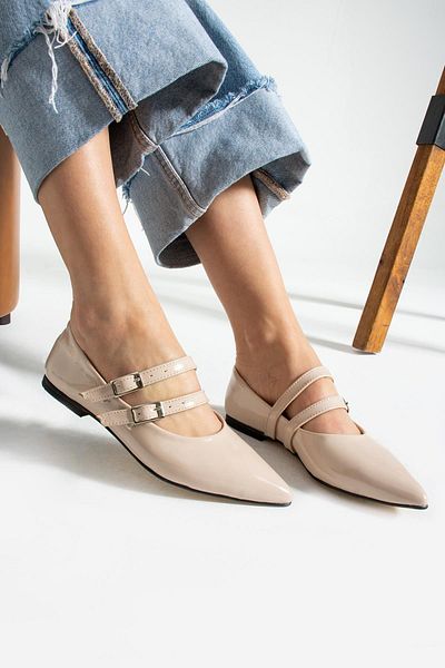 Glenz Pantofi de balerină cu dublă cataramă pentru femei TS1165