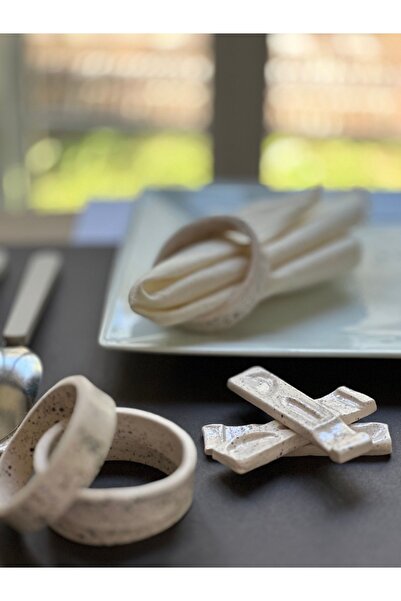 KABİLE SERAMİK طقم مناديل وأدوات مائدة سيراميك 4 قطع - صناعة يدوية