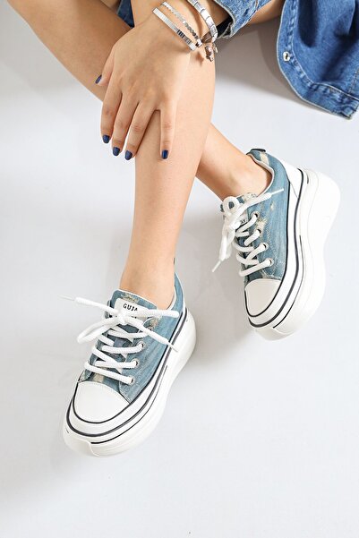 ELİT SHOES Jean  Kalın Eva Taban Konçlu Sneakers