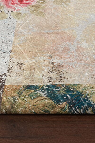 RENKLİBUTİK 12 M2 Non-Slip Washable Carpet Cover - Modern Patterns, Velvet Texture, Elastic and Sponge