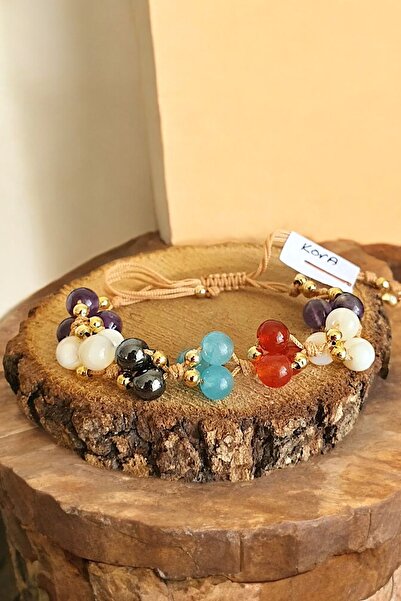 NBS Beautiful Naturel Stones سوار نسائي أنيق - حجر طبيعي، عمل يدوي برج الدلو،...