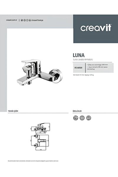 Creavit Luna 3-Piece Battery Set - Bathroom, Sink and Sink