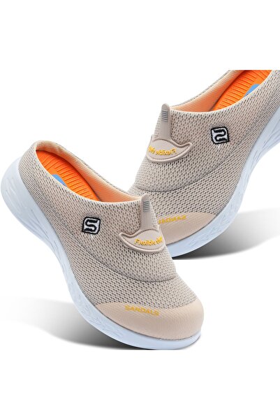 sandal spor Orthopedic Women's Mesh - Non-Slip, Thin Base, Beige Color, Sabo for Doctor and Nurse Ss001-0258