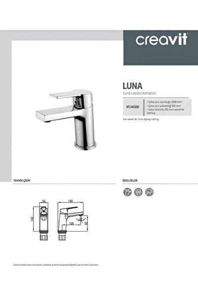 Creavit Luna 3-Piece Battery Set - Bathroom, Sink and Sink