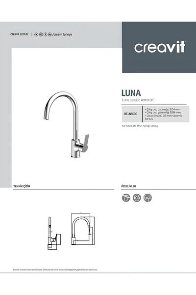 Creavit Luna 3-Piece Battery Set - Bathroom, Sink and Sink