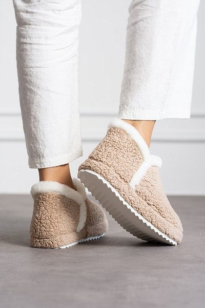 İncim ComfyBoot Brown γυναικείες παντόφλες - Άνετες χειμερινές μακριές παντόφλες σπιτιού, παντόφλες καλεσμένων δώρου