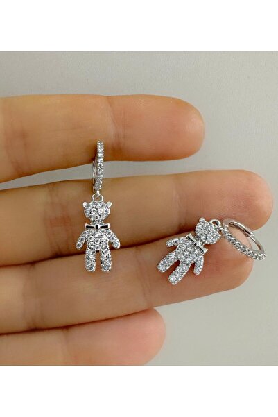 Arescollection ZİRKON TAŞLI AYICIK 1 ADET HELİX KIKIRDAK KULAK MEMESİ UYUMLU HALKA PİERCİNG KÜPE