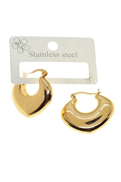 Genel Markalar - Kalp Küpe Küpe 3018 Solmaz Çelik Kararmaz Renk Vip Altın