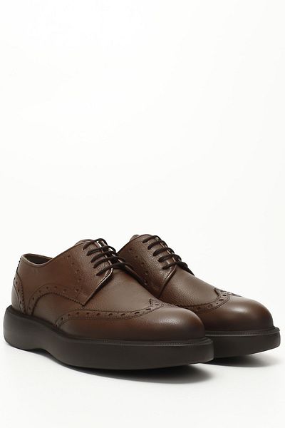 GÖNDERİ(R) Brown Floter Gön Genuine Leather Round Toe Lace Up Casual Men's Shoes 81005