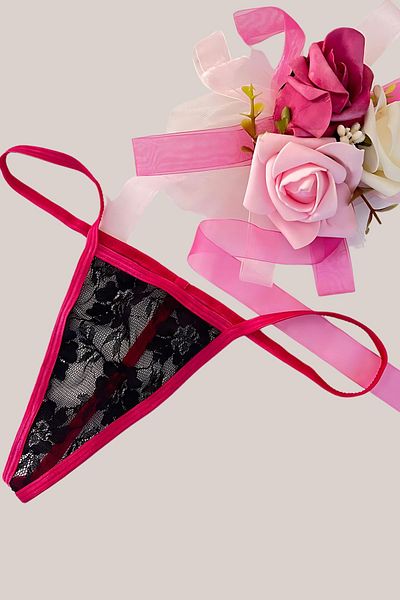 Tina Wear Chiloți elastici din dantelă neagră roz 86155