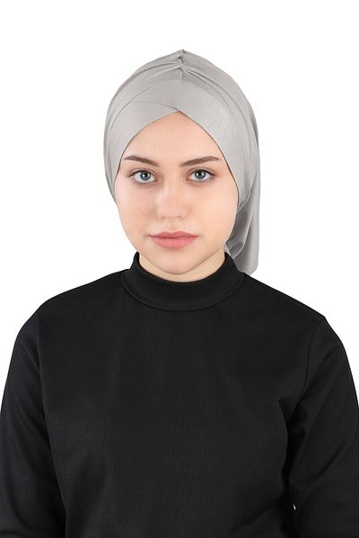 Ecardin Pleated Isra Cross Turban - St 396 Light Gray