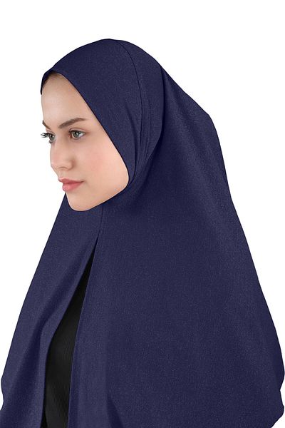Ecardin Glitter Premium Scarfs Hijab Turban - St 558 Navy Blue