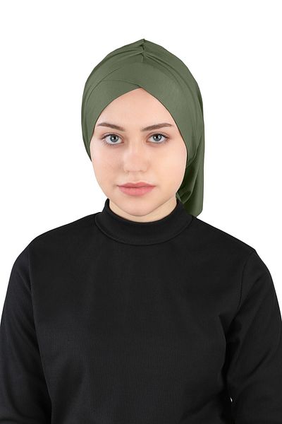 Ecardin Isra Series Comfortable Cross Turban - Πλισέ Χακί, St 396