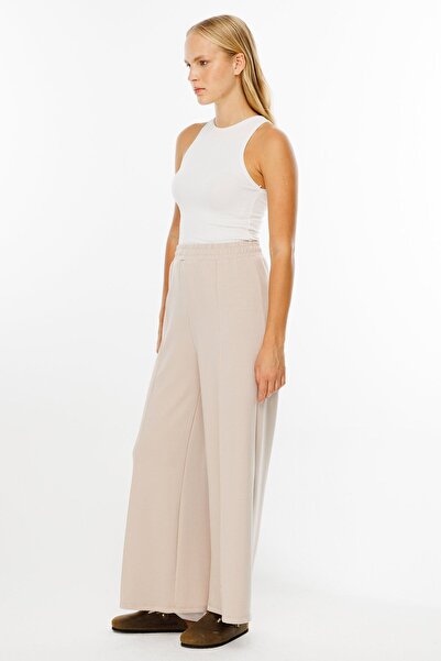 Hooopstore Beli Lastikli Compact Pamuk Taş Pantolon