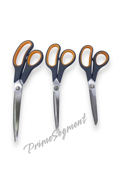 PrimeSegment Stainless Steel Set of 3 Triple Scissors - Stationery School Scissors