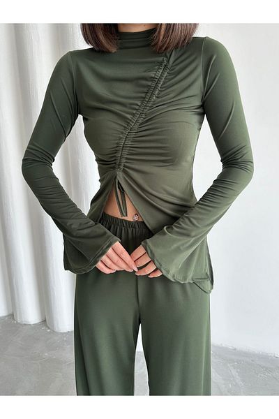 ELBEY Wide Cut Sandy Set - Half Turtleneck with Gather Detail on the Front