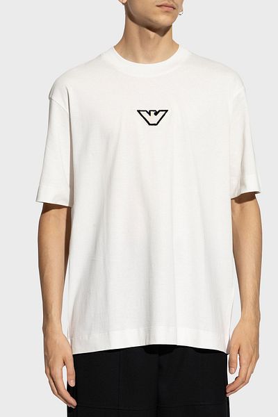 Emporio Armani Ανδρικό μπλουζάκι με λογότυπο με λαιμόκοψη - 100% βαμβάκι, κανονική εφαρμογή TSHIRT 6D1TD7 1JOCZ 01C2