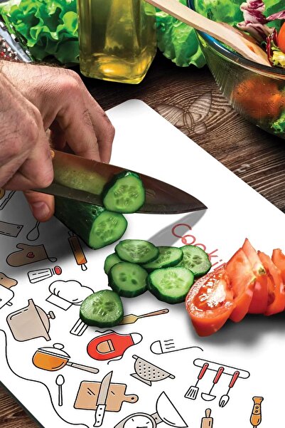 Decovetro 20X30 cm Patterned Glass Cutting Board and Presentation Holder - Cooking