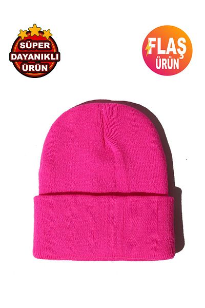 KEMSON Men's and Women's Winter Soft Knitted - Pink Beanie Folded