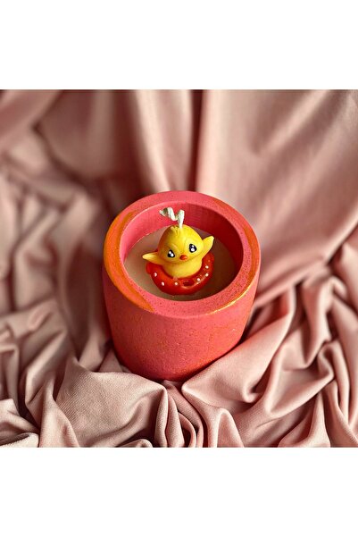 Handmade Civciv Temalı Bardak Mum