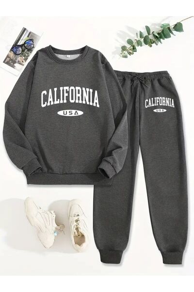 LEONE KOLEKSİYON Темно-сірий каліфорнійський велосипедний комір Oversize жіно...