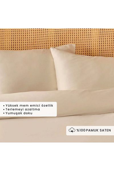 Bella Maison Set cuvertură de pilota din satin 100% bumbac alb King Size - Supreme Basic (240X220 CM)