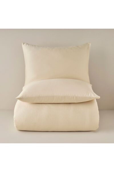 Bella Maison Beige King Size 100% Cotton Satin Duvet Cover Set - Supreme Basic (240X220 cm)