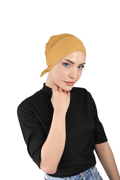 Ecardin Mustard Colored Breathable Clima Fit Cross Bonnet - St 258