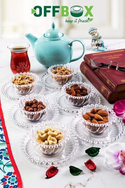 UYGUR AVM 6 Kişilik 12 Parça Boncuk Çerezlik Lokumluk Şekerlik Sosluk Kahvalt...