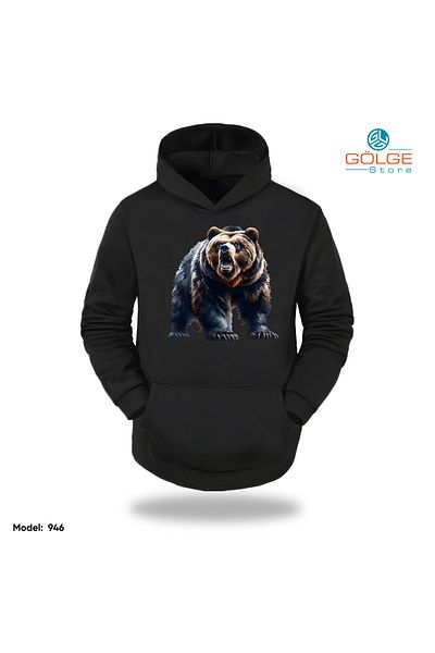 Gölge Store Φούτερ με κουκούλα Unisex με στάμπα Angry Bear