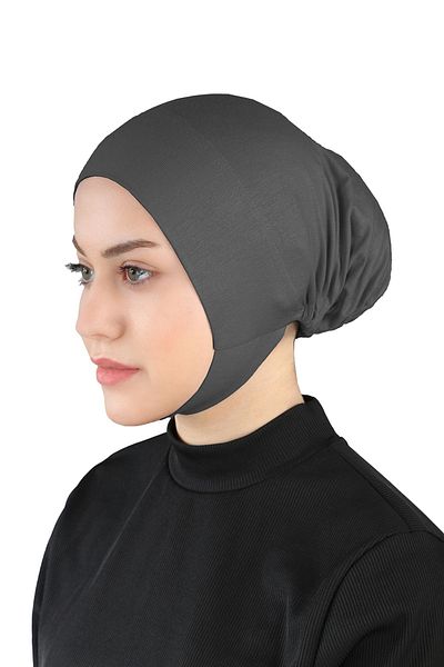 Ecardin Black Ready Hijab Bonnet - Jaw and Comfortable Neck Design - St 110