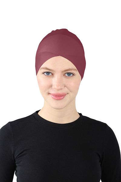 Ecardin Thin Parisian Breathable Fabric Seamless Cross Bonnet - St 370 Claret Red