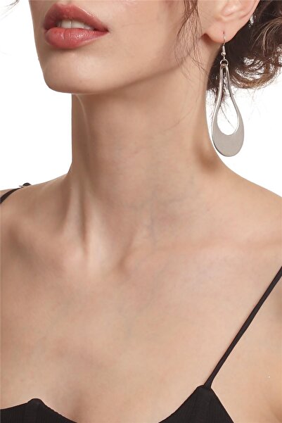 LABALABA Kadın Antik Gümüş Kaplama Sallantılı Model Büyük Damla Formlu Küpe