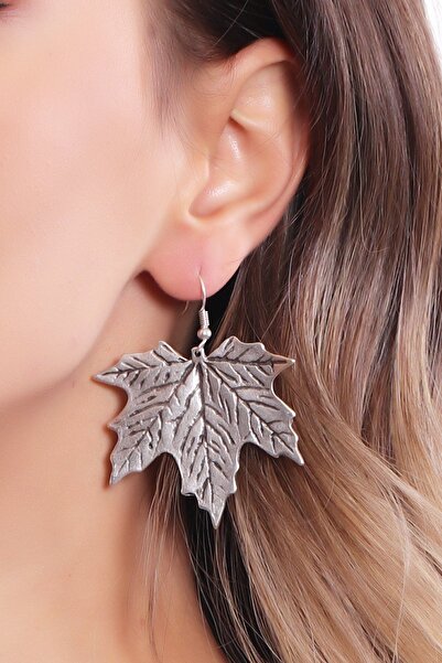 LABALABA Kadın Antik Gümüş Kaplama Sallantılı Model Yaprak Küpe