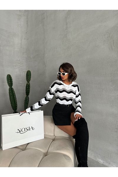 Nosia Pulover de damă cu model ondulat - decolteu