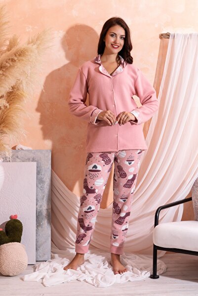 nisaNCa Γυναικεία χειμερινή Welsoft βελούδινη πιτζάμες με κουμπιά φλις