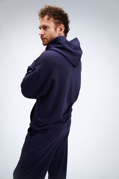 gothamvibes Ανδρικό φούτερ χωρίς χρόνο Oversize Navy Blue Hoodie