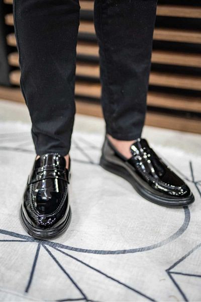 Nubbock Black Patent Leather Nk1068 - Casual Orthopedic Men's Shoes