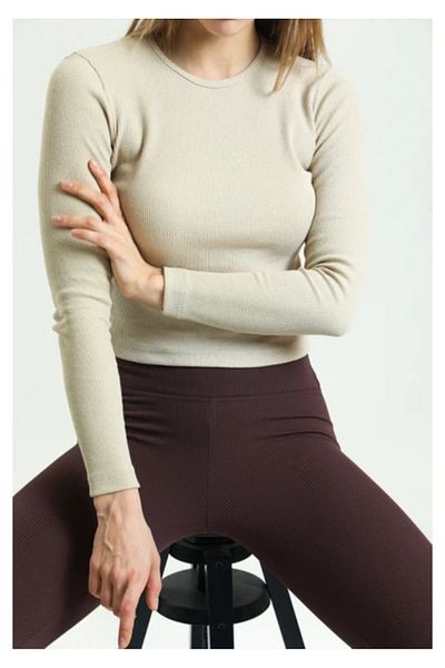 Wearflawless Γυναικεία μπλούζα με ραβδώσεις - 100% βαμβάκι, λαιμόκοψη, μακρύ μανίκι, πλεκτή καμιζόλα