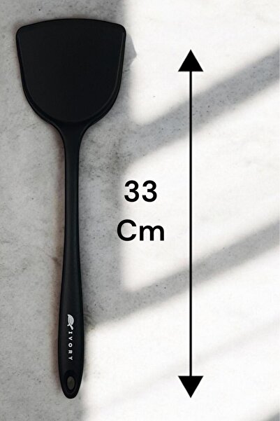 VLKHOME Siyah Ivory Silikon Büyük Boy Kepçe -kevgir -spatula Set