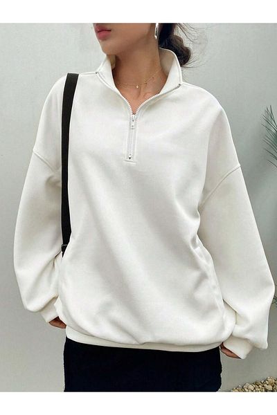 WEARTEX Unisex Half Zipper Unprinted Sweatshirt