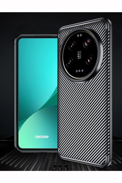 corcishop حافظة هاتف Xiaomi Mi 14 Ultra مفتوحة جزئيًا من ألياف الكربون وغطاء ...