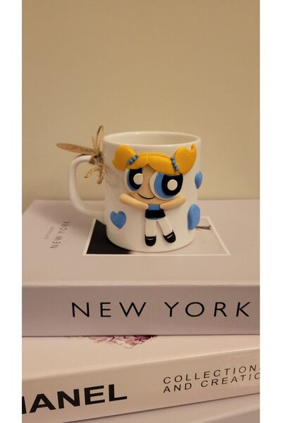 plndizayn Bubbles Powerpuff Polimerkil Tasarımlı Seramik Kupa Bardak Hediyelik