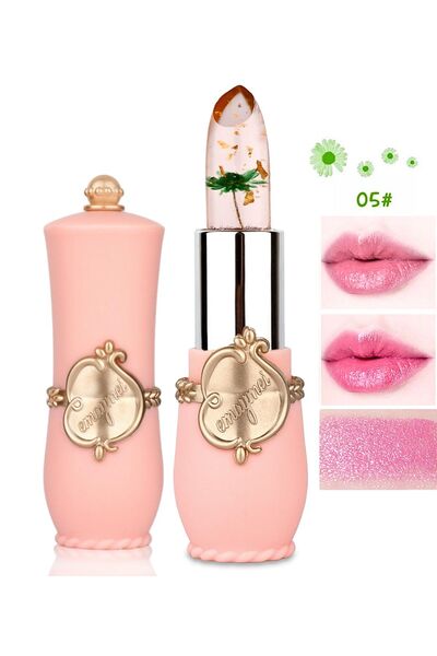 vipcheap Emaymei Jelly No5 Çiçekli Ruj Uzun Süre Kalıcı Dudak Balsamı Nemlendirici Etkili Dudak Parlatıcı Ruj