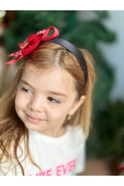 QUEEN AKSESUAR Design Luxury Red Polka Dot Plied Satin with Tail Bow Cotton Princess Fancy Crown Children's Crown