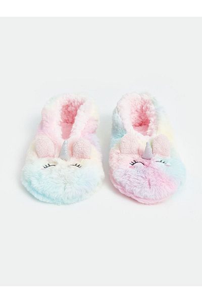LC Waikiki Сладки цветни плюшени чорапи за дома за момиче - с котешки детайли