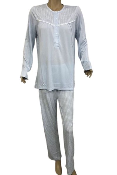 Nena Costum de pijama cu mânecă lungă pentru femei-14206-albastru