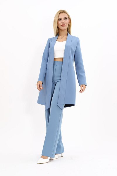 ÖNDER ÖZSOY Set jachetă japoneză albastru deschis și pantaloni largi