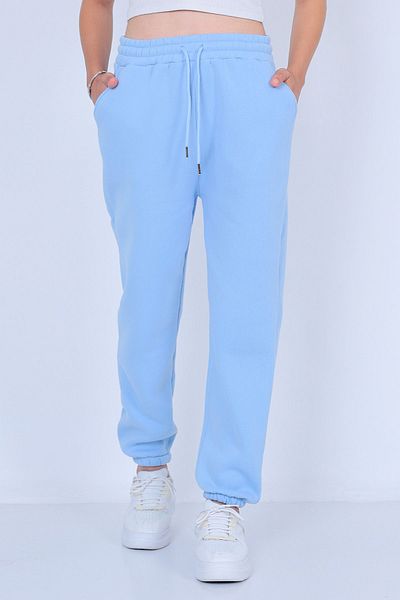 TİGERS Women's 3 Thread Ribbed Sweatpants with Pockets and Elastic Waist and Leg Legs